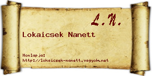 Lokaicsek Nanett névjegykártya
